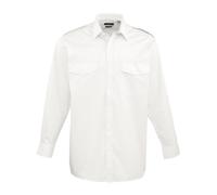 Premier Men's Long-Sleeved Pilot Shirt in White | Size: 17.5 in Premier White 17.5 in