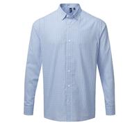Premier Mens Maxton Check Long Sleeve Shirt (Light Blue/White) - Blue & White - Size Medium