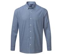 (M, Navy/White) Premier Mens Maxton Check Long Sleeve Shirt