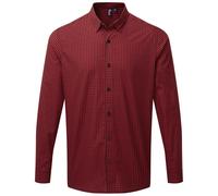 (M, Black/Red) Premier Mens Maxton Checked Long-Sleeved Shirt