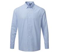 Premier Men's Maxton Checked Long-Sleeved Shirt in Light Blue | Size: Large Premier Light Blue L