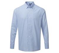 Premier Men's Maxton Checked Long-Sleeved Shirt in Light Blue | Size: XL Premier Light Blue XL