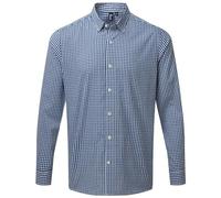 Premier Mens Maxton Checked Long-Sleeved Shirt (XL) (Navy/White)