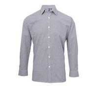 Premier Mens Microcheck Long Sleeve Shirt (Navy/White) Cotton - Size 2XL