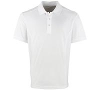 Premier Mens Pique Polo Shirt White 2XL Short-Sleeved Moisture Wicking Quick Dry