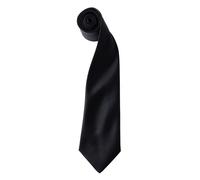 Premier Men's Plain Satin Tie (Narrow Blade) in Black Premier Black One Size