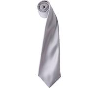 Premier Men's Plain Satin Tie (Narrow Blade) in Silver Premier Silver One Size