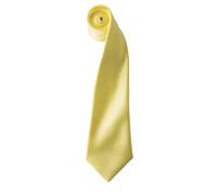 Premier Mens Plain Satin Tie (Narrow Blade) (Lemon) - Yellow - One Size