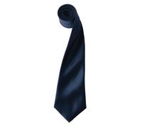 Premier Men's Plain Satin Tie (Narrow Blade) in Navy Premier Navy One Size