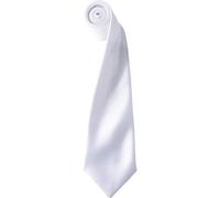 (One Size, White) Premier Mens Plain Satin Tie (Narrow Blade) (Pack of 2)