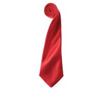 Premier Mens Plain Satin Tie (Narrow Blade) (Red) - One Size