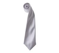 Premier Mens Plain Satin Tie (Narrow Blade) (Silver Grey) - One Size