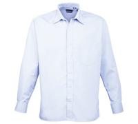 Premierstar Men's Shirt Premier Colours Poplin Long-Sleeve Formal Work Light Blue Size 17
