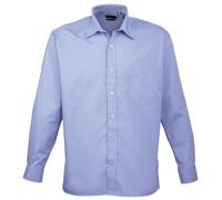 Premier Long Sleeve Poplin Shirt Mid Blue Classic Fit Formal Workwear