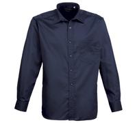 Premier Navy Long Sleeve Poplin Shirt Men Classic Fit Formal Collar
