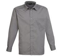Premier Mens Poplin Long-Sleeved Formal Shirt (16.5) (Dark Grey)