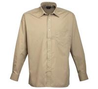 Premier Mens Poplin Long-Sleeved Formal Shirt (16.5) (Khaki)