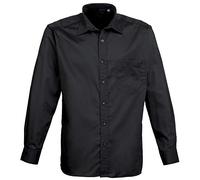 Premier Mens Poplin Long-Sleeved Formal Shirt (16) (Black)
