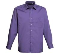 Premier Mens Poplin Long-Sleeved Formal Shirt (17) (Purple)