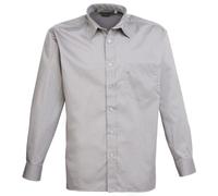 Premier Mens Poplin Long-Sleeved Formal Shirt (19) (Silver)