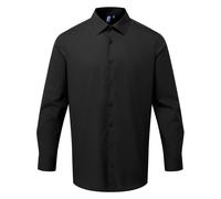 Premier Mens Poplin Long-Sleeved Formal Shirt (Black) - Size 3XL