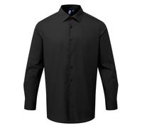 Premier Men's Poplin Long-Sleeved Formal Shirt in Black | Size: Medium Premier Black M