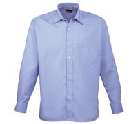 Premier Men's Poplin Long-Sleeved Formal Shirt in Mid Blue | Size: 18.5 in Premier Mid Blue 18.5 in