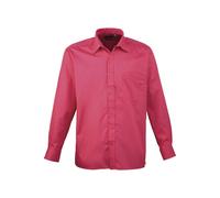 Premier Men's Poplin Long-Sleeved Formal Shirt in Pale Pink Premier Pale Pink One Size