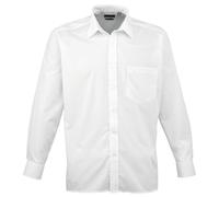 Premier Men's Poplin Long-Sleeved Formal Shirt in White | Size: 17.5 in Premier White 17.5 in