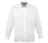 Premier Men's Poplin Long-Sleeved Formal Shirt in White | Size: 18 inches Premier White 18 inches