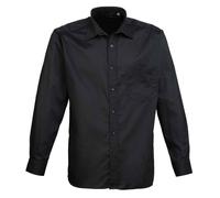 Premier Mens Poplin Long-Sleeved Shirt (Black) - Size 18 inch