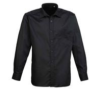 Premier Men's Poplin Long-Sleeved Shirt in Black | Size: 18.5 in Premier Black 18.5 in