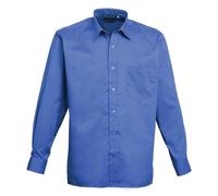 Premier Men's Poplin Long-Sleeved Shirt in Royal | Size: 20 inches Premier Royal 20 inches