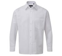 Premier Men's Poplin Long-Sleeved Shirt in White | Size: 22 inches Premier White 22 inches