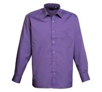 Premier Men's Poplin Long-Sleeved Shirt in Purple | Size: 22 inches Premier Purple 22 inches
