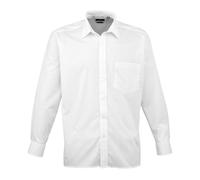 Premier Mens Poplin Long-Sleeved Shirt (White) - Size 16 inch