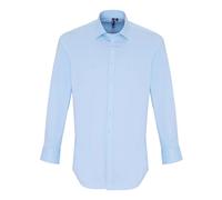 Premier Men's Poplin Stretch Long-Sleeved Shirt in Pale Blue | Size: 2XL Premier Pale Blue 2XL
