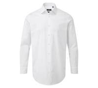 Premier Men's Poplin Stretch Long-Sleeved Shirt in White | Size: Small Premier White S