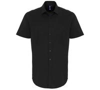 Premier Men's Poplin Stretch Short-Sleeved Shirt in Black | Size: 4XL Premier Black 4XL