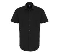 Premier Men's Poplin Stretch Short-Sleeved Shirt in Black | Size: 5XL Premier Black 5XL