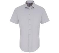 Premier Men's Poplin Stretch Short-Sleeved Shirt in Silver | Size: 4XL Premier Silver 4XL