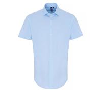Premier Mens Poplin Stretch Short-Sleeved Shirt (Pale Blue) - Size 4XL