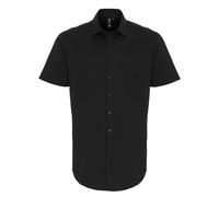 (S, Black) Premier Mens Poplin Stretch Short-Sleeved Shirt