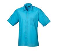 Premier Men's Short Half Sleeve Poplin Shirt Work Wear Office Formal Dress Party