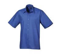 Premier Men's Short Half Sleeve Poplin Shirt Work Wear Office Formal Dress Party