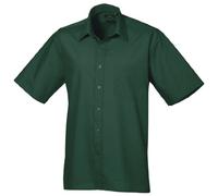 Premier Mens Short Sleeve Formal Poplin Plain Work Shirt (16) (Bottle)