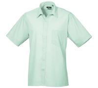 Premier Mens Short Sleeve Formal Poplin Plain Work Shirt (18.5) (Aqua)