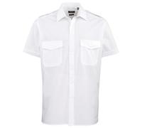(17.5, White) Premier Mens Short Sleeve Pilot Plain Work Shirt