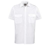 Premier Mens Short Sleeve Pilot Plain Work Shirt (14.5) (White)