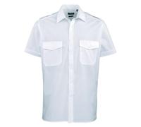 Premier Mens Short Sleeve Pilot Plain Work Shirt (16) (Light Blue)